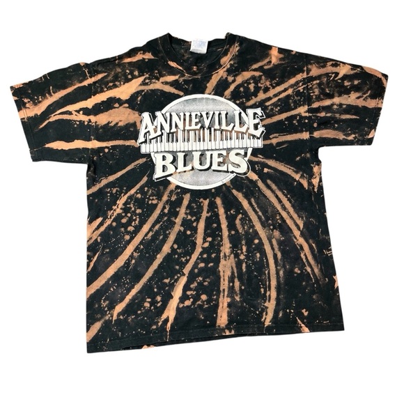 Other - Vintage 1999 Black Bleached Annieville Blues Piano Music T Shirt